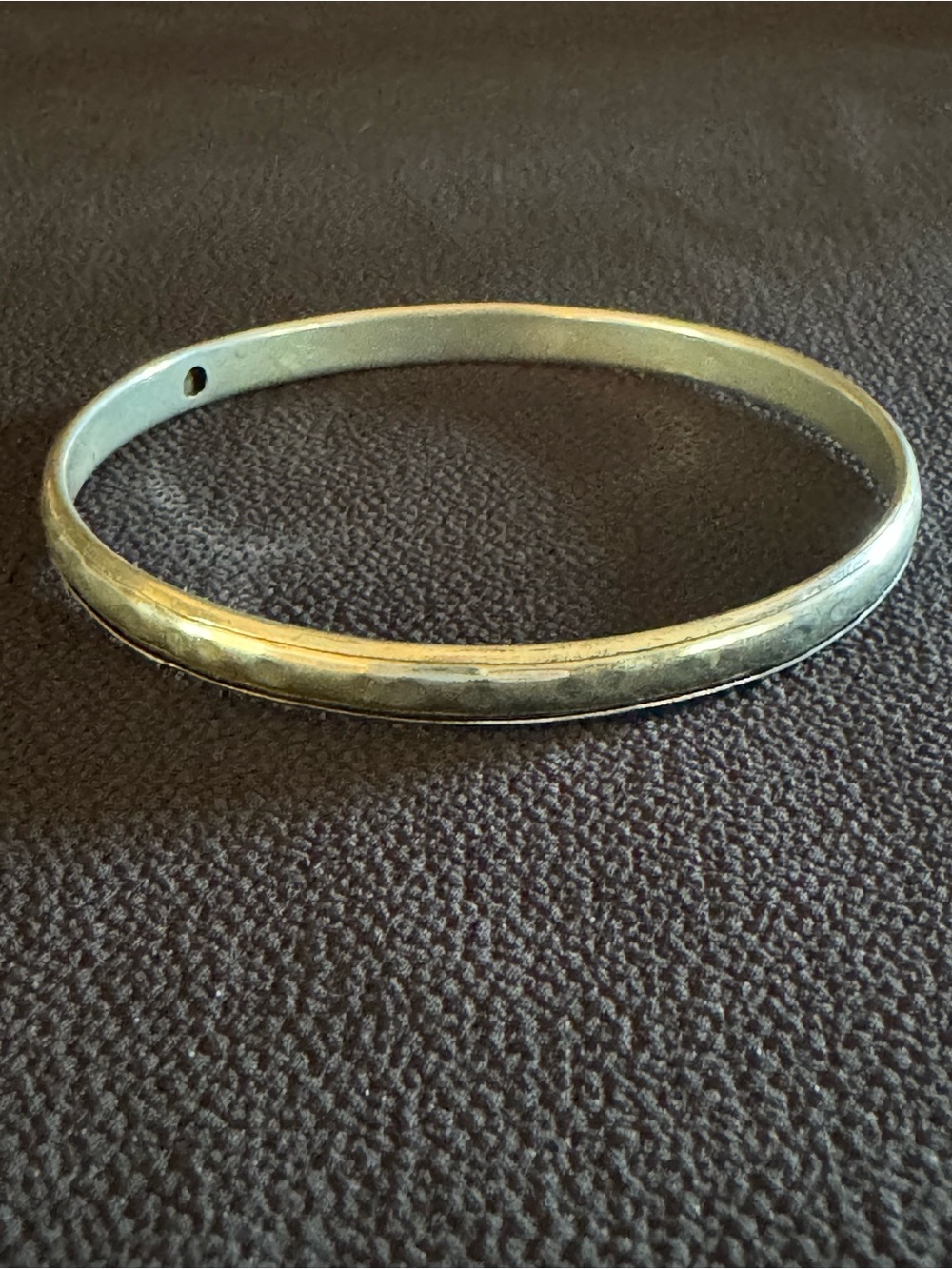 Minimalist Hammered Silver Tone Bangle Bracelet